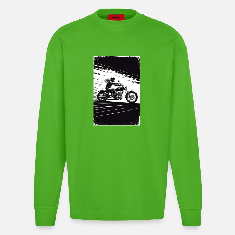 Chopper_Biker_Artwork_Collection_R02 - Heavyweight Oversized Organic Langarmshirt Made in EU - Apple Neon