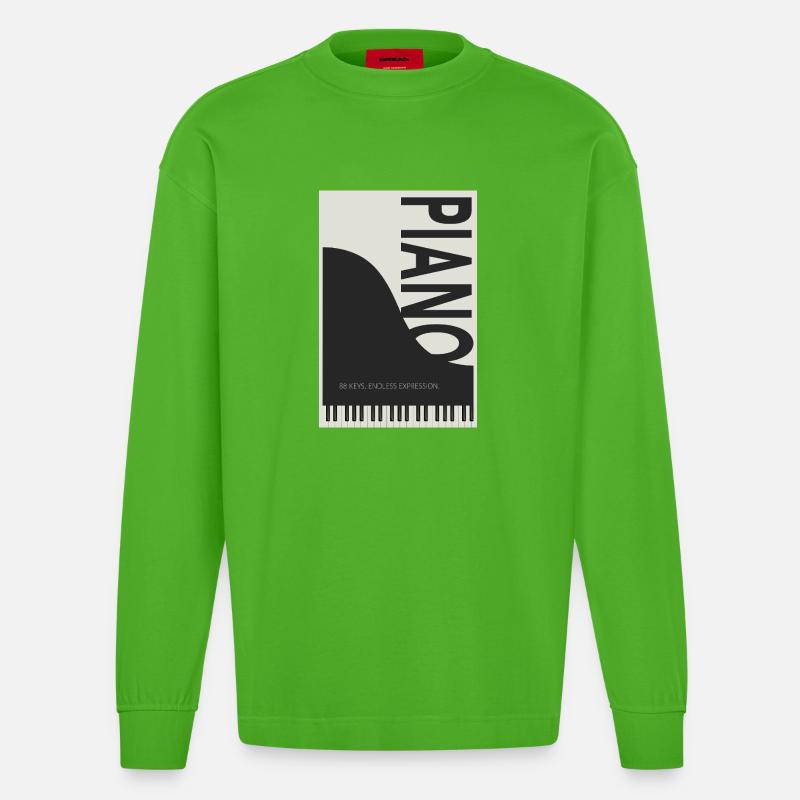 Piano – 88 Keys Endless Expression - Heavyweight Oversized Organic Langarmshirt Made in EU - Apple Neon