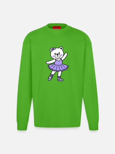 Bear ballet - Heavyweight Oversized Organic Longsleeve Shirt Made in EU - Apple Neon
