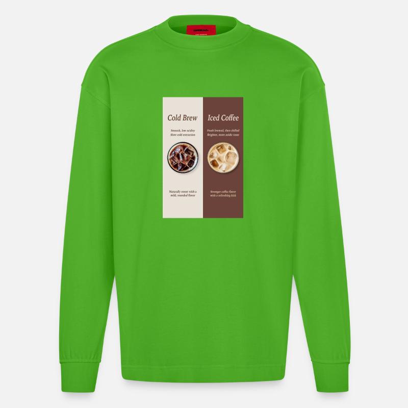Cold Brew vs Iced Coffee Poster - Heavyweight Oversized Organic Langarmshirt Made in EU - Apple Neon