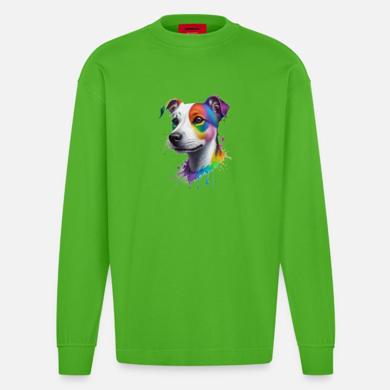 Jack Russel Terrier - Heavyweight Oversized Organic Langarmshirt Made in EU - Apple Neon