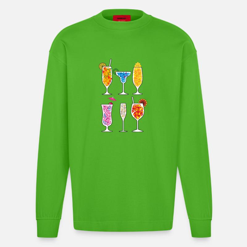 Sommer-Drinks - Heavyweight Oversized Organic Langarmshirt Made in EU - Apple Neon