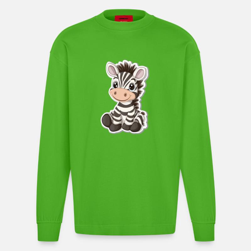 Zebra - Heavyweight Oversized Organic Langarmshirt Made in EU - Apple Neon