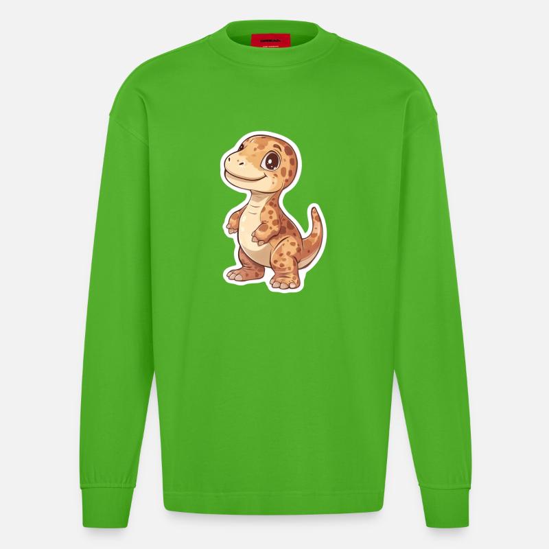Dinosaurier - Heavyweight Oversized Organic Langarmshirt Made in EU - Apple Neon
