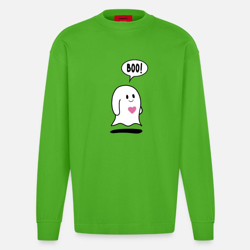 Kleiner Geist, Geist mit Herz - Heavyweight Oversized Organic Langarmshirt Made in EU - Apple Neon
