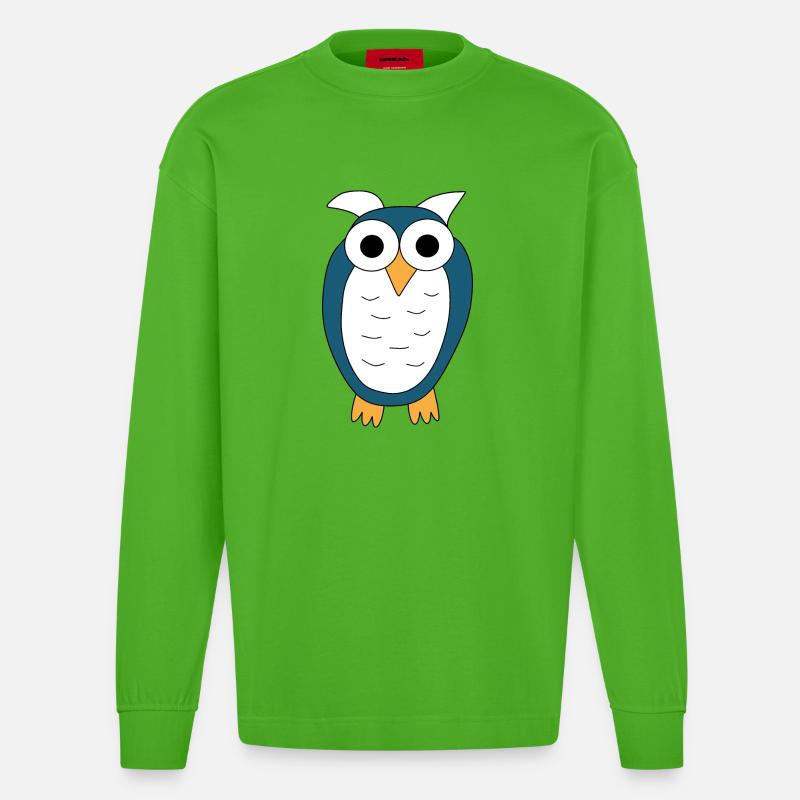 Eule blaue Eule - Heavyweight Oversized Organic Langarmshirt Made in EU - Apple Neon