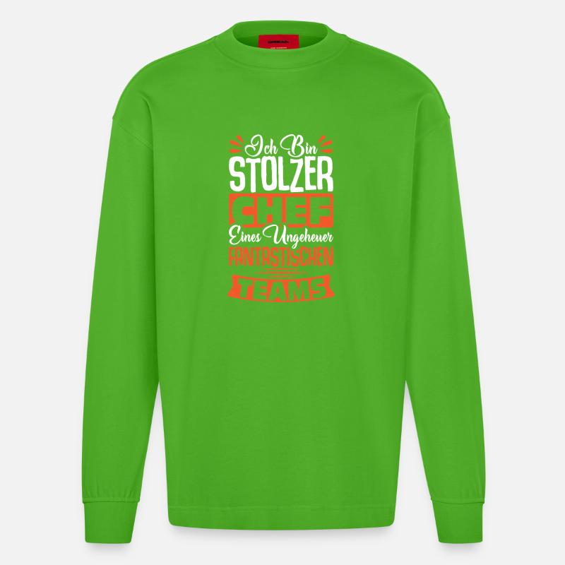 Stolzer Chef Chef Mann Abteilungsleiter Teamchef - Heavyweight Oversized Organic Langarmshirt Made in EU - Apple Neon