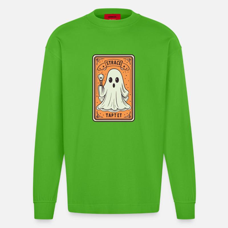 Tarot Karte Geist mit Stock - Heavyweight Oversized Organic Langarmshirt Made in EU - Apple Neon