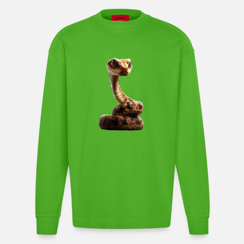 Schlange Python Kobra Klapperschlange Schlangen - Heavyweight Oversized Organic Langarmshirt Made in EU - Apple Neon