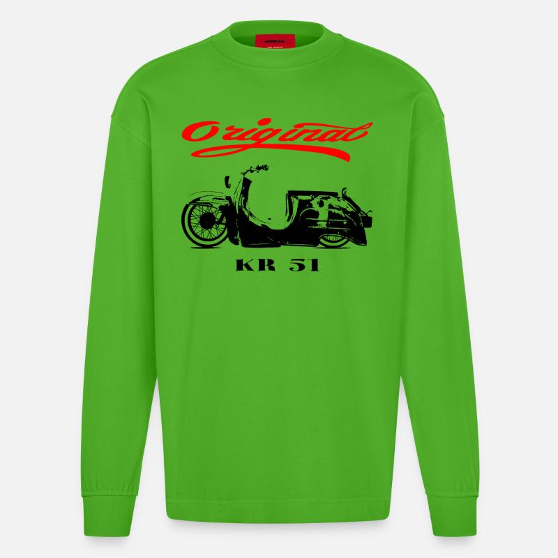 Simson Schwalbe DDR Moped - Heavyweight Oversized Organic Langarmshirt Made in EU - Apple Neon