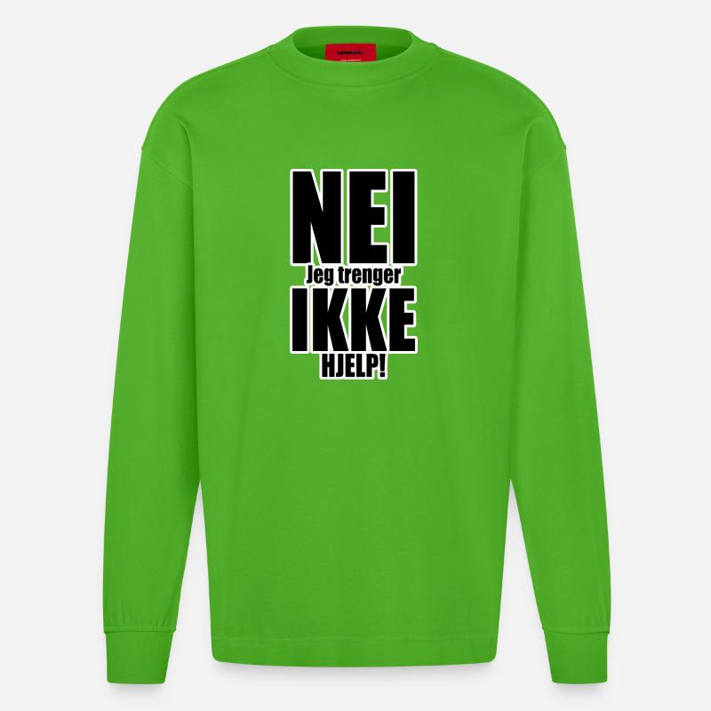 Non, pas d'aide, typographie - Manches longues bio épais oversize fabriqué en UE - Apple Neon