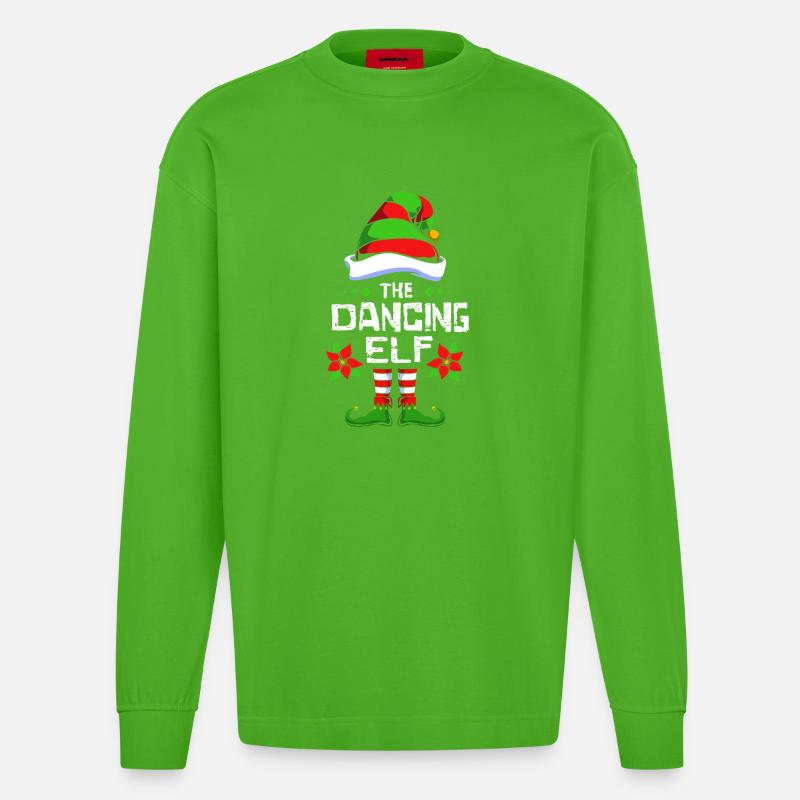 Elfe dansant Elfe Cadeau de Noël - Manches longues bio épais oversize fabriqué en UE - Apple Neon