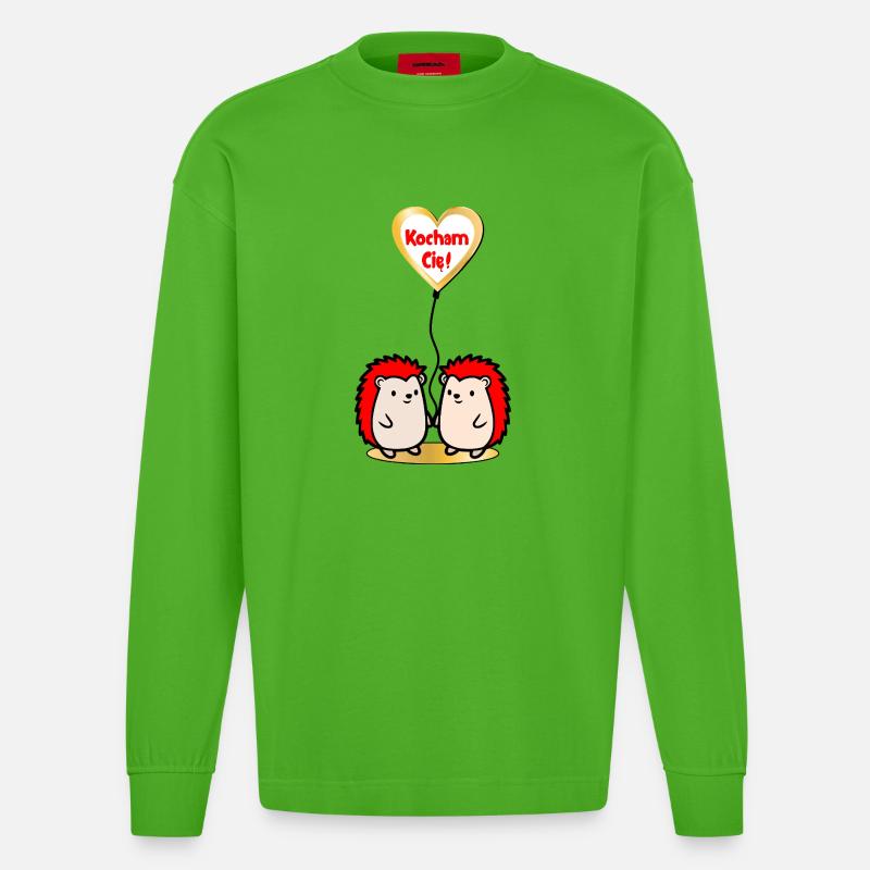 Polnisch Ich liebe dich - Heavyweight Oversized Organic Langarmshirt Made in EU - Apple Neon