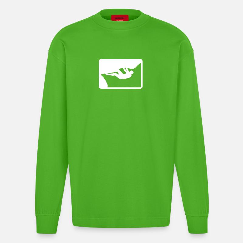 Outdoor Boulderer - Heavyweight Oversized Organic Langarmshirt Made in EU - Apple Neon