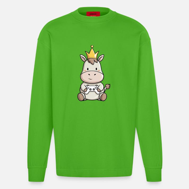 controller esel krone - Heavyweight Oversized Organic Langarmshirt Made in EU - Apple Neon