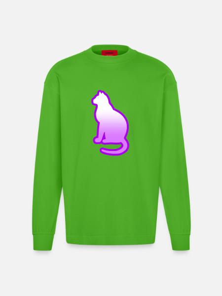 Cat - Heavyweight Oversized Organic Longsleeve Shirt Made in EU - Apple Neon