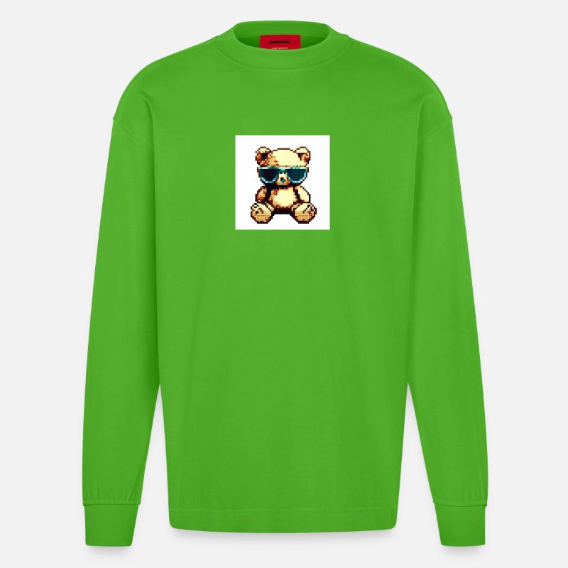 Pixelteddy - Heavyweight Oversized Organic Langarmshirt Made in EU - Apple Neon