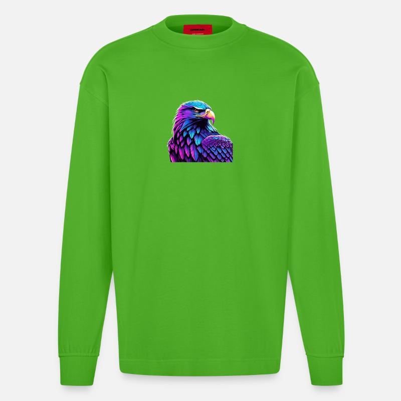 Leuchtender Adler mit Farbverlauf - Heavyweight Oversized Organic Langarmshirt Made in EU - Apple Neon