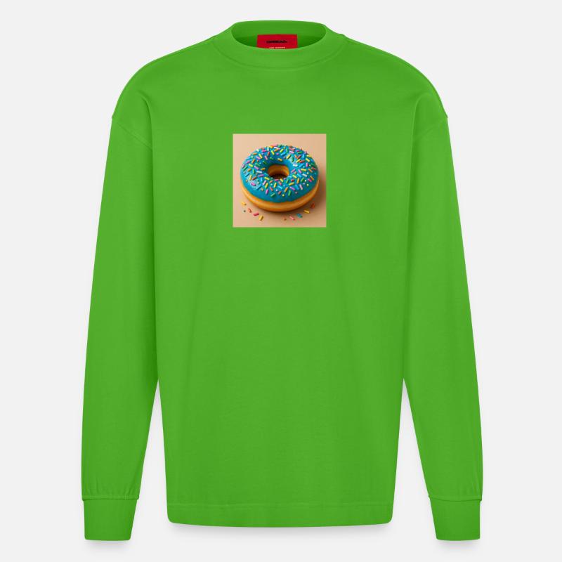Donut mit Blauem Zuckerguss - Heavyweight Oversized Organic Langarmshirt Made in EU - Apple Neon