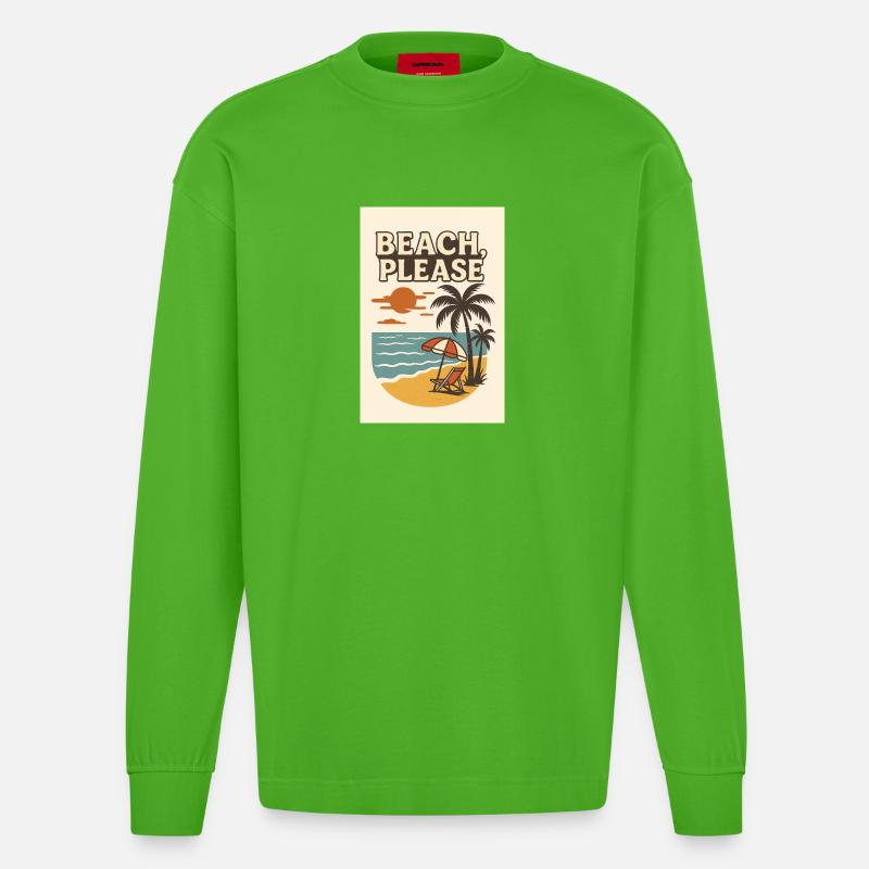 Beach, Please - Heavyweight Oversized Organic Langarmshirt Made in EU - Apple Neon