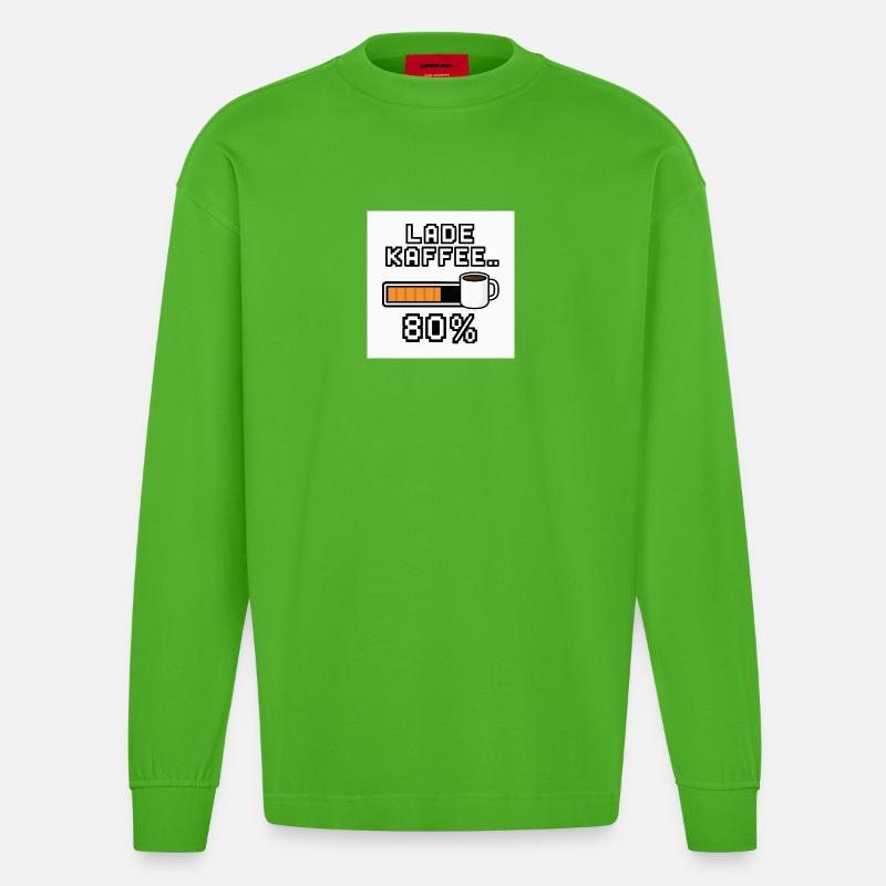 Charger le café 80 % - Manches longues bio épais oversize fabriqué en UE - Apple Neon