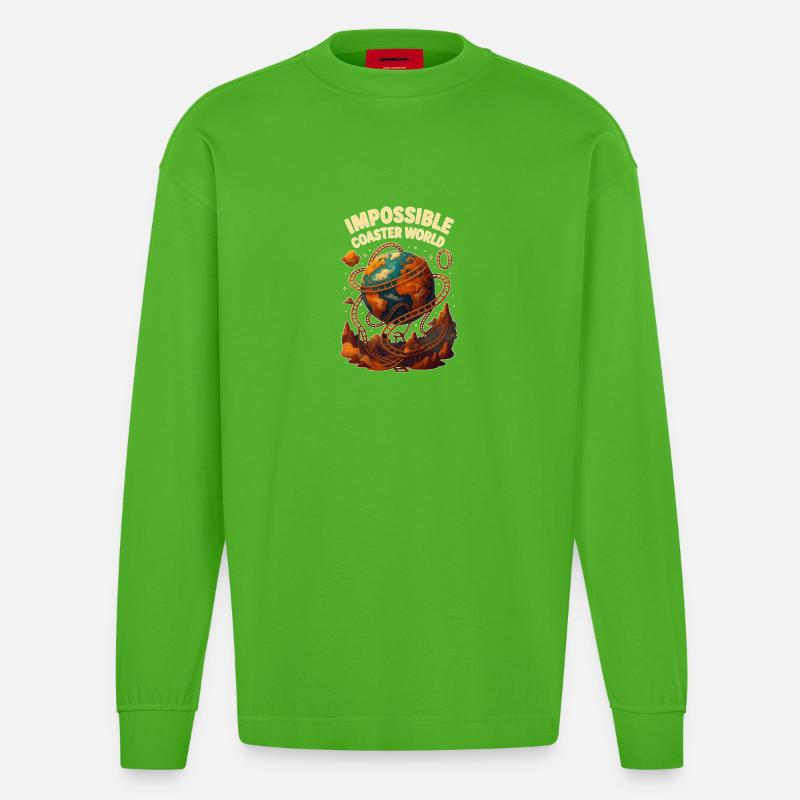 Unmögliche Achterbahn Welt - Heavyweight Oversized Organic Langarmshirt Made in EU - Apple Neon