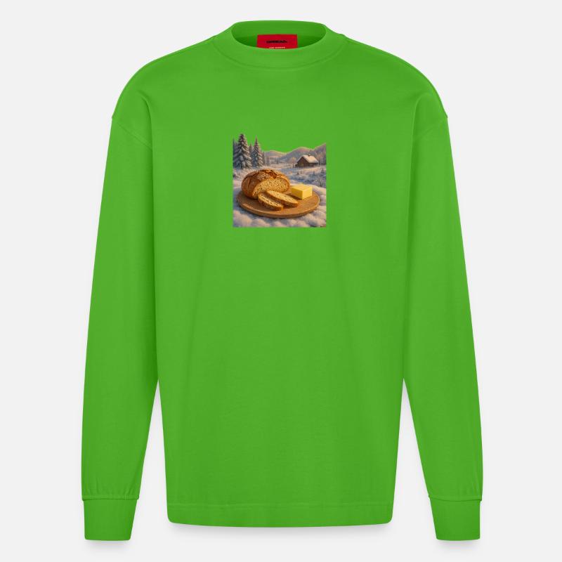 Rustikale Brotzeit - Heavyweight Oversized Organic Langarmshirt Made in EU - Apple Neon