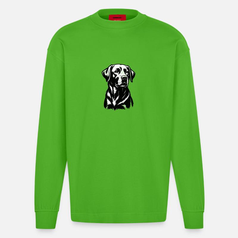 Labrador Hund Illustration – Detailliertes Desig - Heavyweight Oversized Organic Langarmshirt Made in EU - Apple Neon