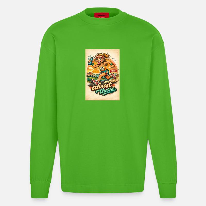 Renngeist: Fast da. - Heavyweight Oversized Organic Langarmshirt Made in EU - Apple Neon