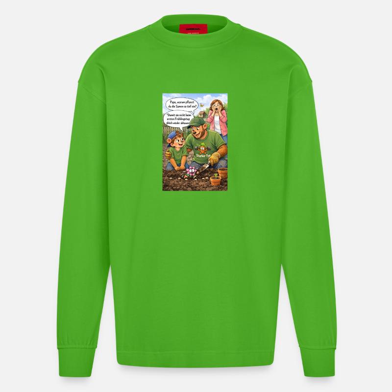 Gartenfreunde Beetspaß - Heavyweight Oversized Organic Langarmshirt Made in EU - Apple Neon