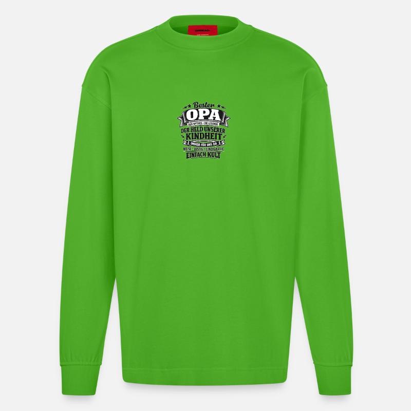 Bester Opa Held der Kindheit - Heavyweight Oversized Organic Langarmshirt Made in EU - Apple Neon