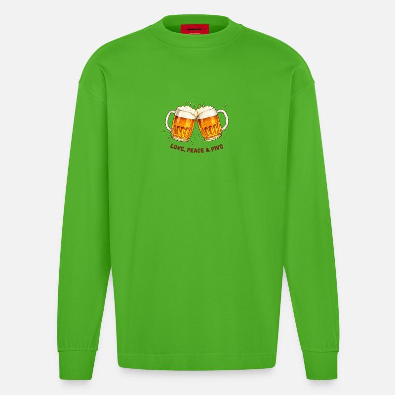 Liebe-_Frieden_-_Bier - Heavyweight Oversized Organic Langarmshirt Made in EU - Apple Neon