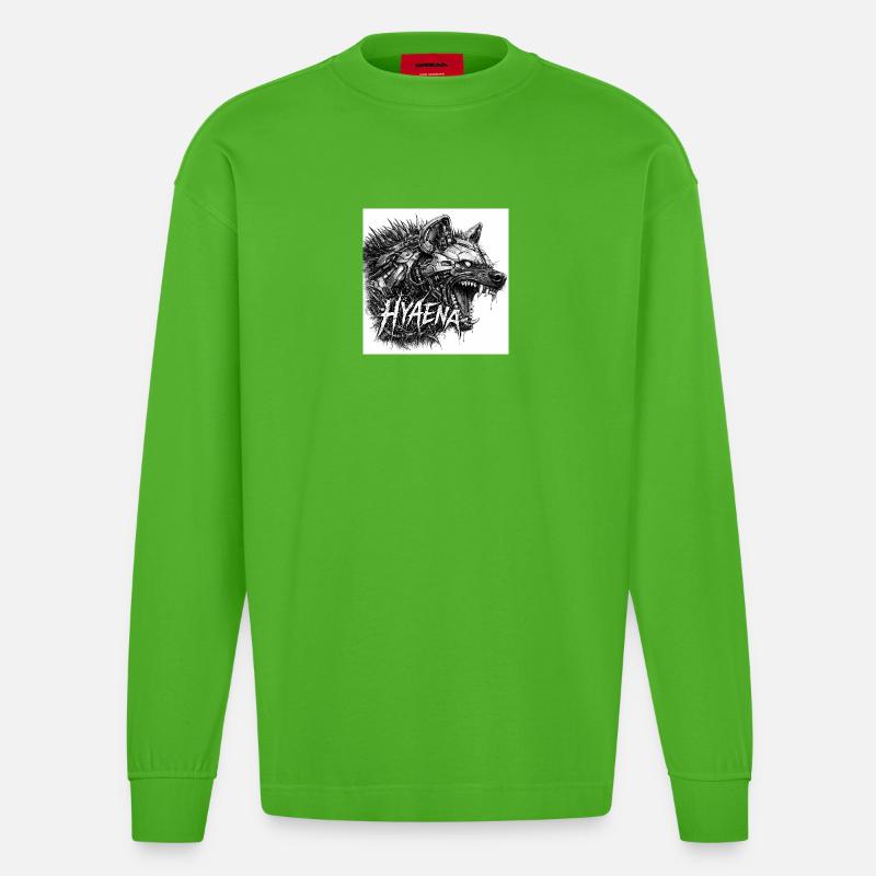 Cyber- Hyäne Armor - Heavyweight Oversized Organic Langarmshirt Made in EU - Apple Neon