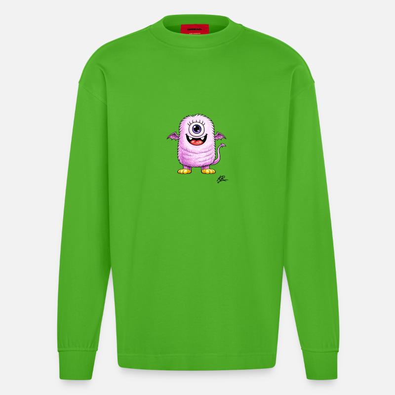 Monstre lilas œil unique ailé - Manches longues bio épais oversize fabriqué en UE - Apple Neon