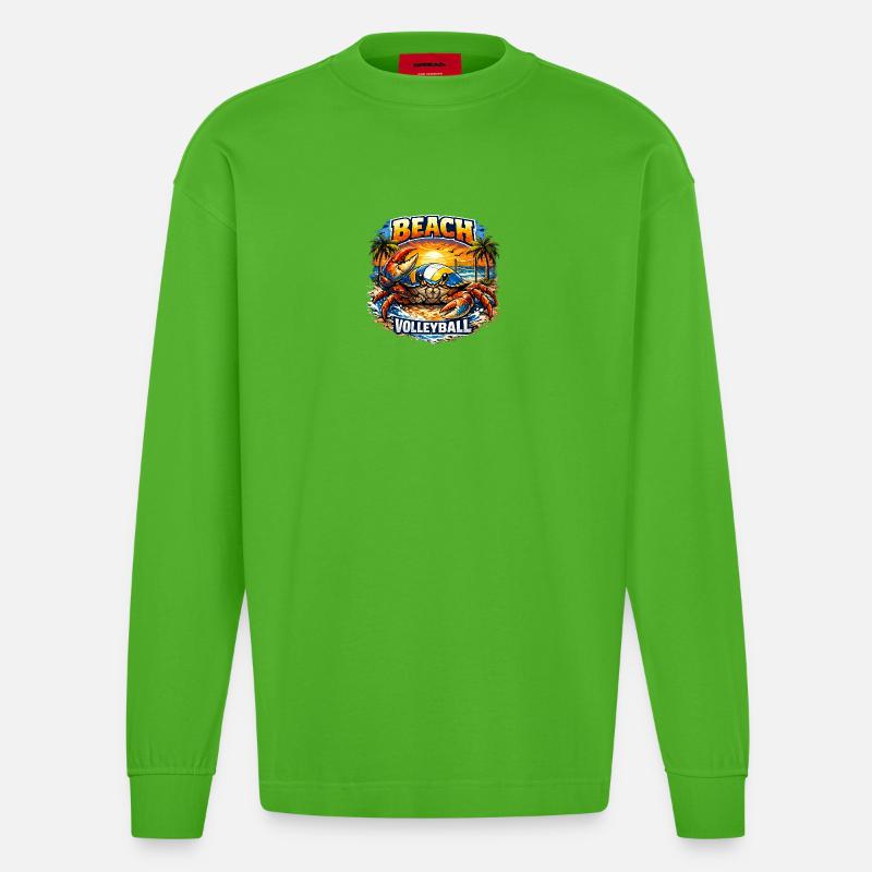 Crabe de plage - Manches longues bio épais oversize fabriqué en UE - Apple Neon