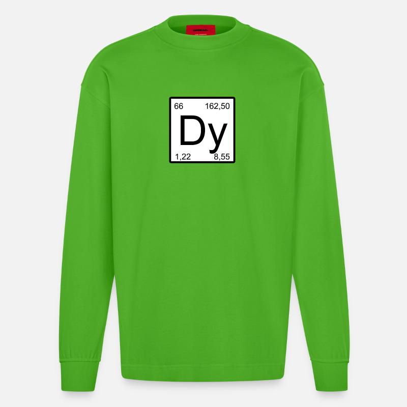 Dysprosium Dy Elemental Glyph Design - Heavyweight Oversized Organic Langarmshirt Made in EU - Apple Neon