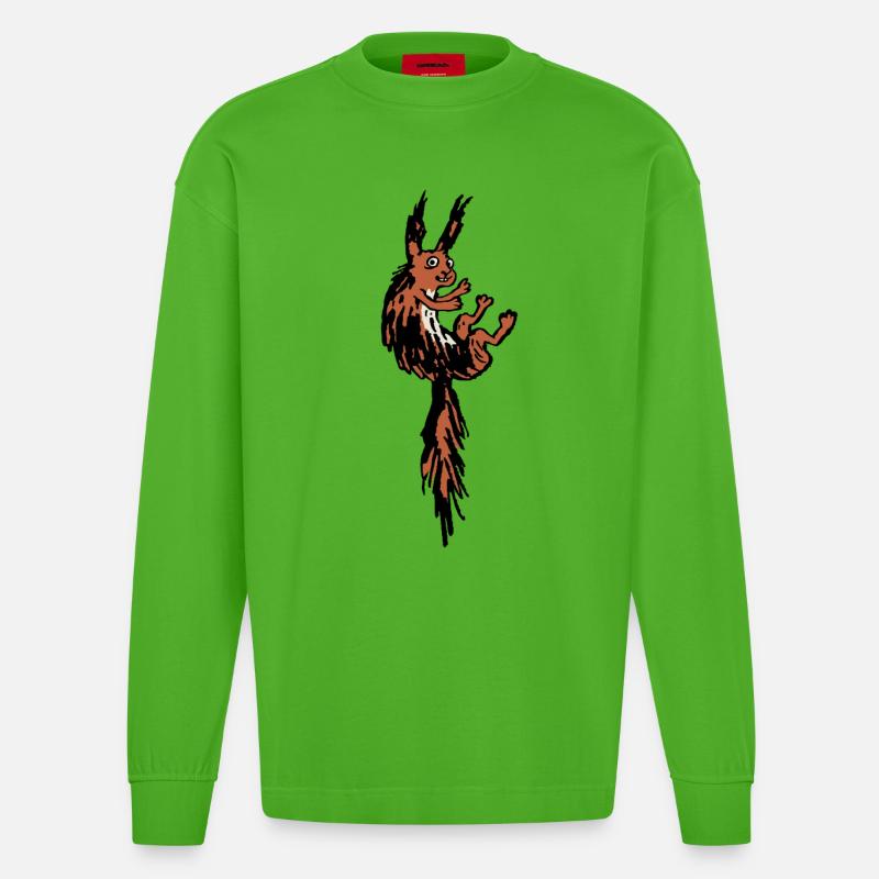 Eichhörnchen - Heavyweight Oversized Organic Langarmshirt Made in EU - Apple Neon