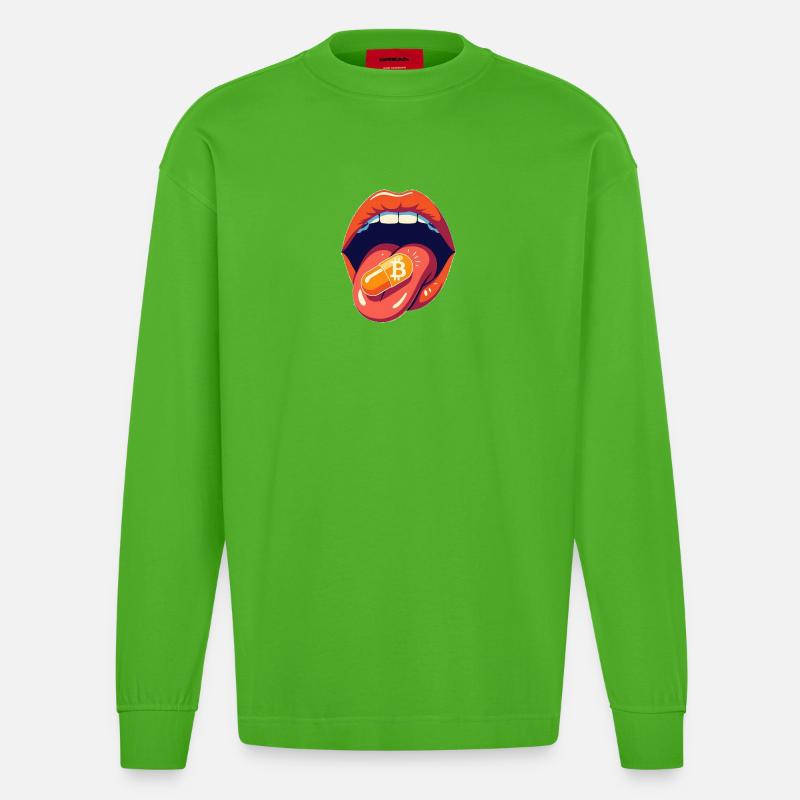 bitcoin orangepill basic - Heavyweight Oversized Organic Longsleeve Shirt Made in EU - Apple Neon