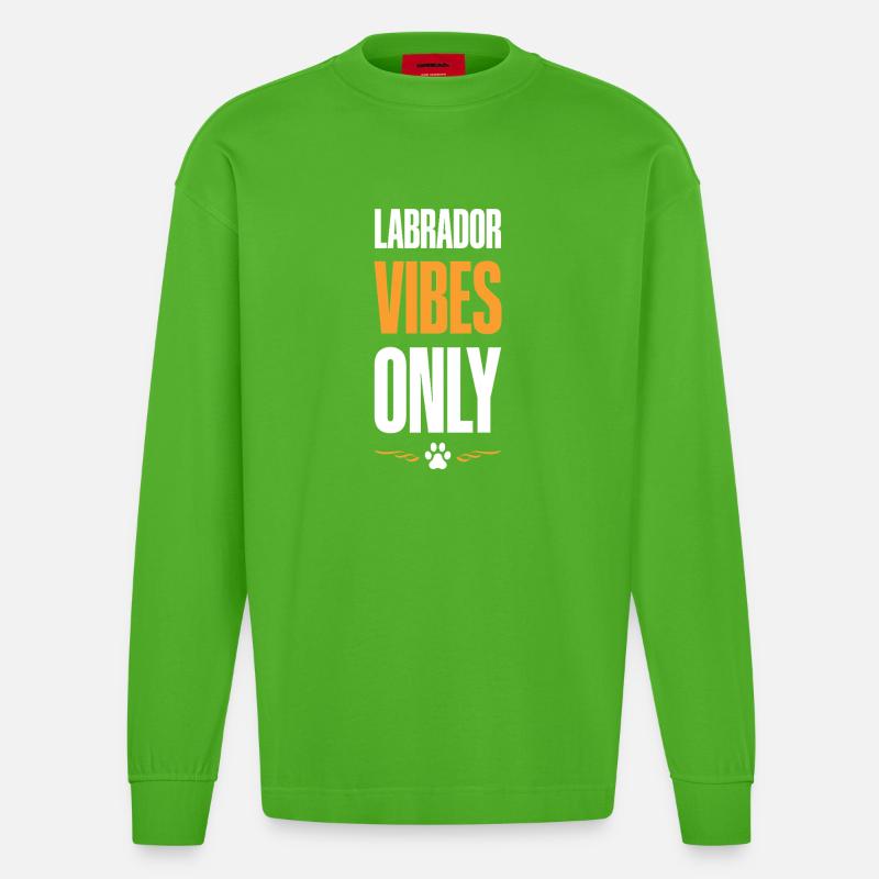 Labrador Vibes Only - Heavyweight Oversized Organic Langarmshirt Made in EU - Apple Neon