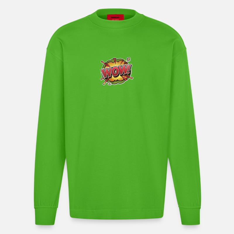 Pop Art Explosion Wow Design - Heavyweight Oversized Organic Langarmshirt Made in EU - Apple Neon