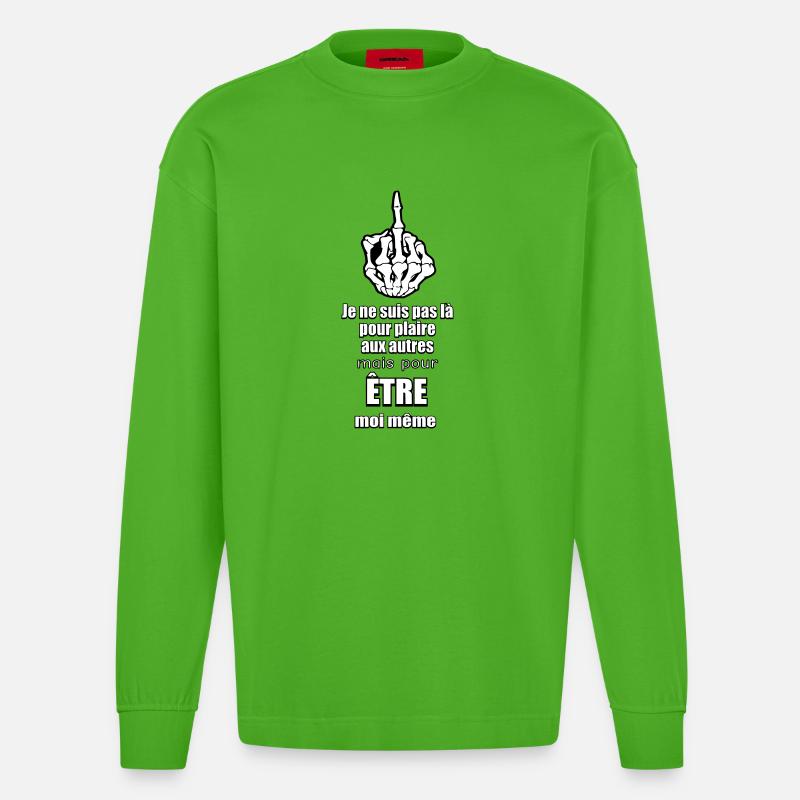 Mittelfinger (ich bin ich selbst) - Heavyweight Oversized Organic Langarmshirt Made in EU - Apple Neon