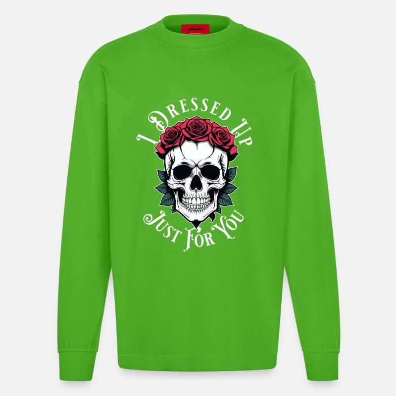 romantisch düster Totenkopf - Heavyweight Oversized Organic Langarmshirt Made in EU - Apple Neon