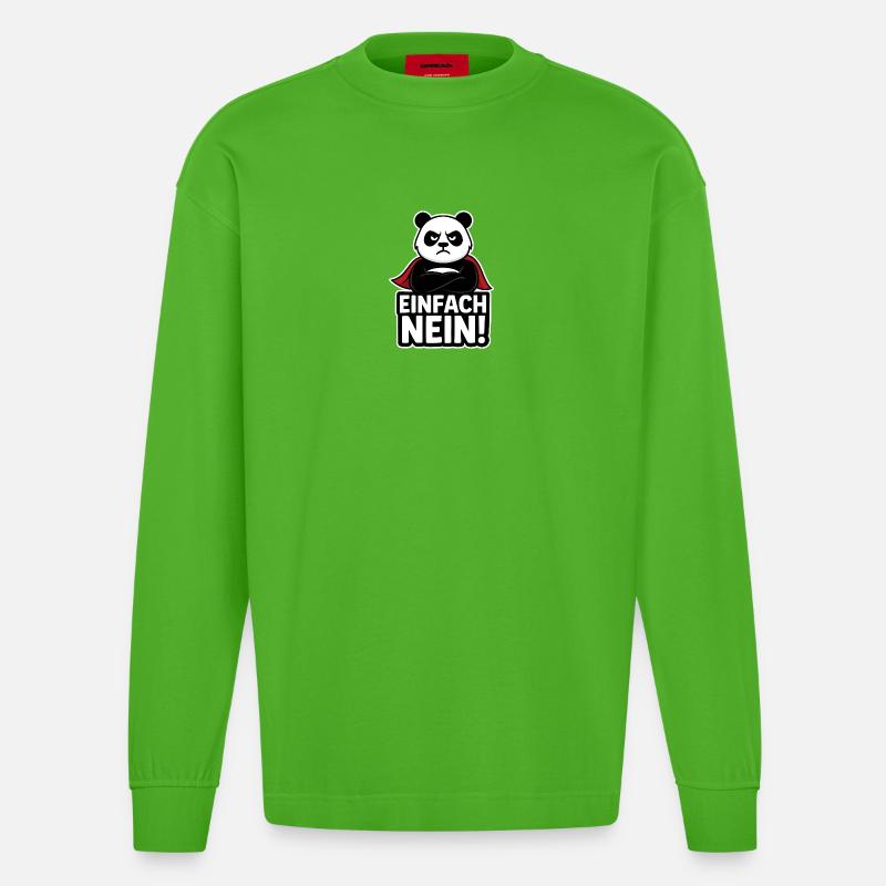Panda Superheld: Einfach Nein - Heavyweight Oversized Organic Langarmshirt Made in EU - Apple Neon