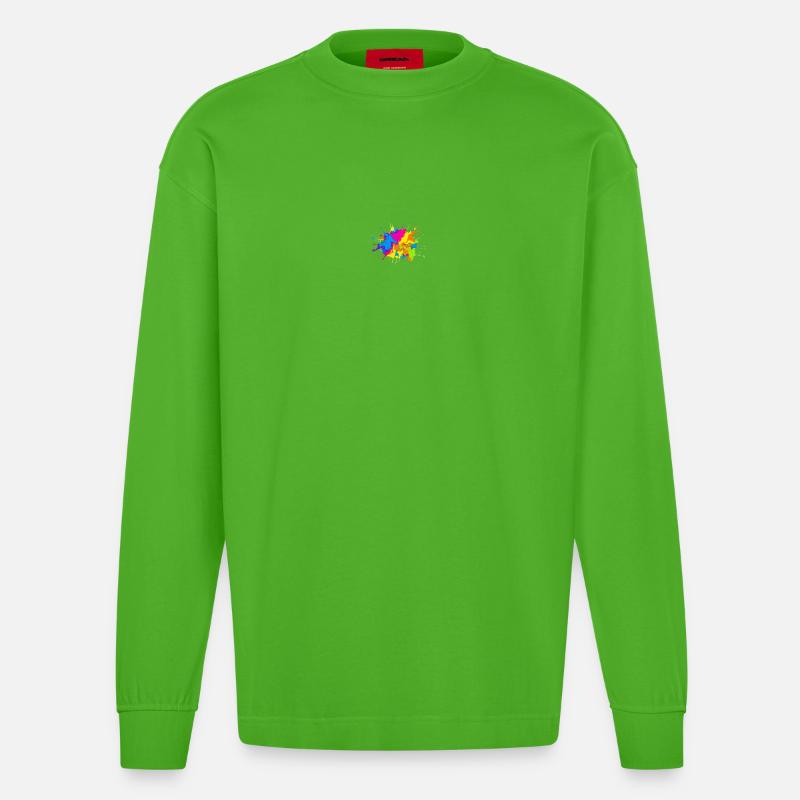 Regenbogenfarbe-Spritzexplosion - Heavyweight Oversized Organic Langarmshirt Made in EU - Apple Neon