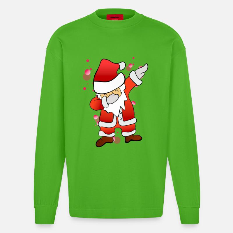 Dabbing Nicholas - Heavyweight Oversized Organic Longsleeve Shirt Made in EU - Apple Neon