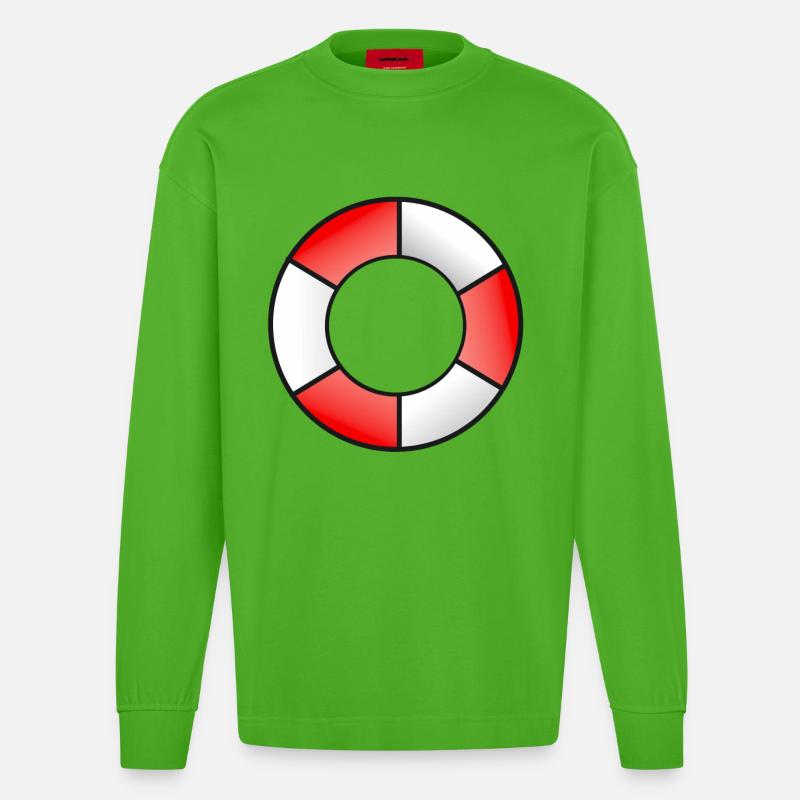 Rettungsring Rot Weiß - Heavyweight Oversized Organic Langarmshirt Made in EU - Apple Neon