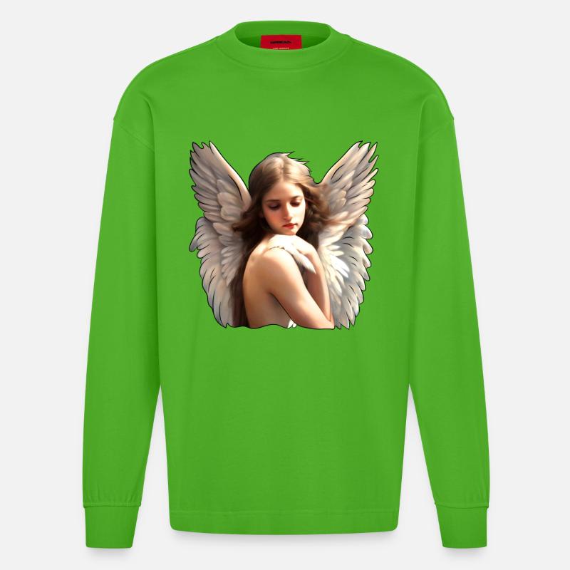 Ange céleste - Manches longues bio épais oversize fabriqué en UE - Apple Neon