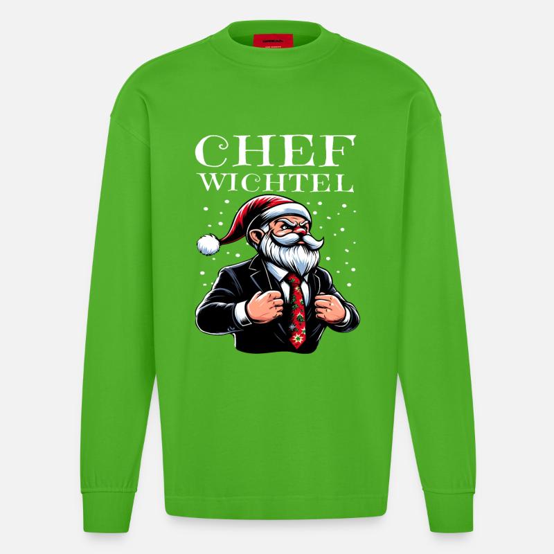 Gnome de Noël en chef - Manches longues bio épais oversize fabriqué en UE - Apple Neon