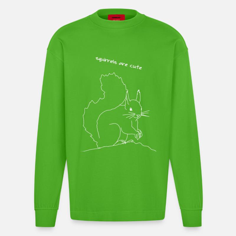 Eichhörnchen lineart - Heavyweight Oversized Organic Langarmshirt Made in EU - Apple Neon