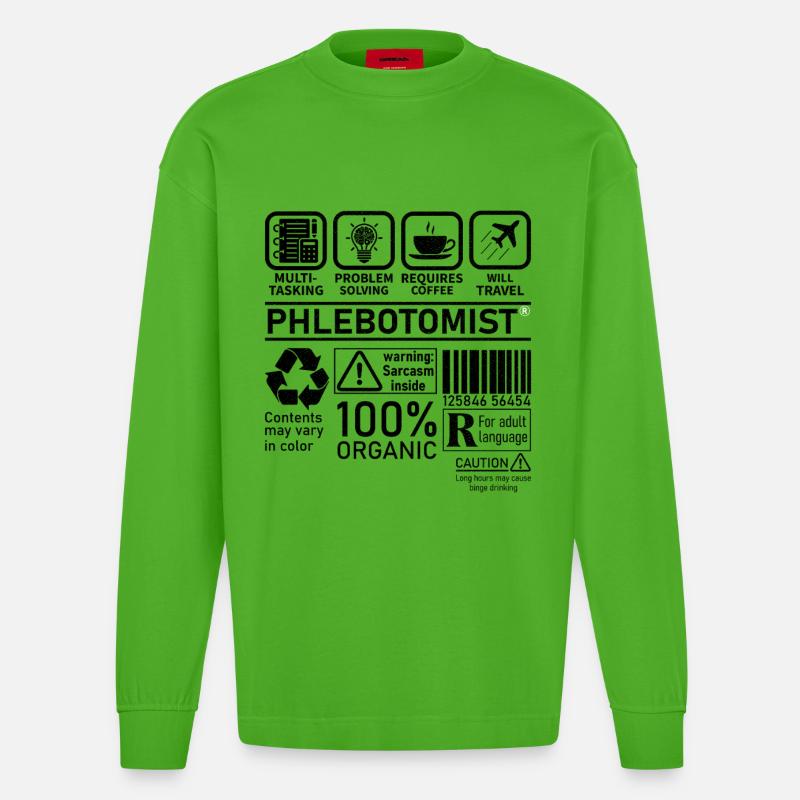 Phlebotomist multi tasking problem solving - Heavyweight Oversized Organic Longsleeve Shirt Made in EU - Apple Neon